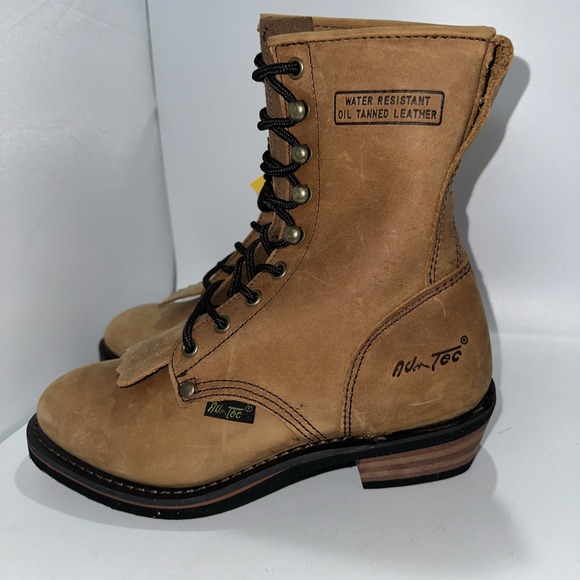 AdTec Women's 8" Leather Packer Plain Soft‎ Toe Work Boots Brown Size 6 1/2 NIB - Picture 3 of 7